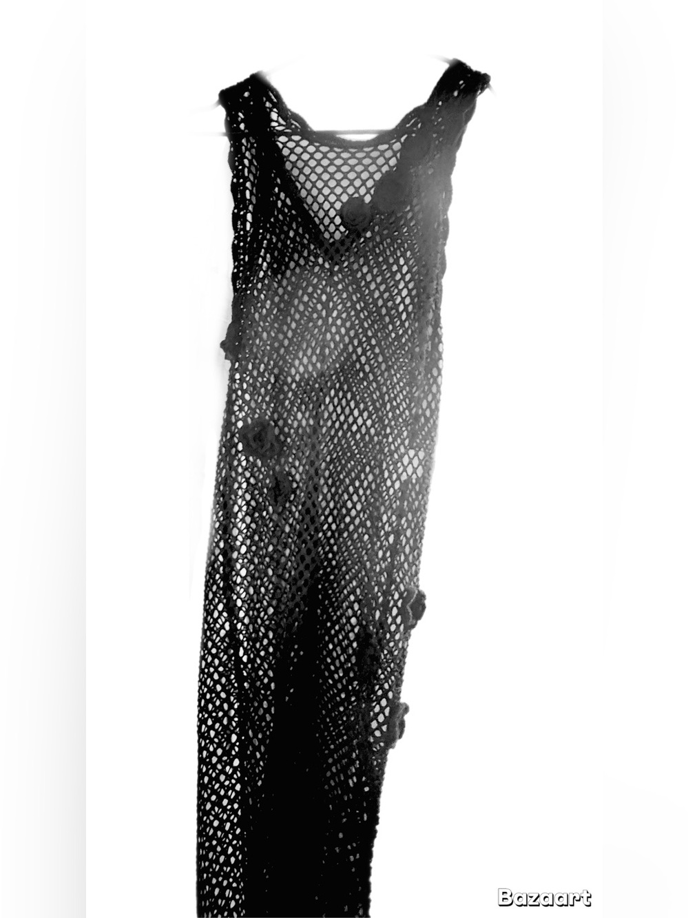 Black Crochet Mesh Maxi Dress